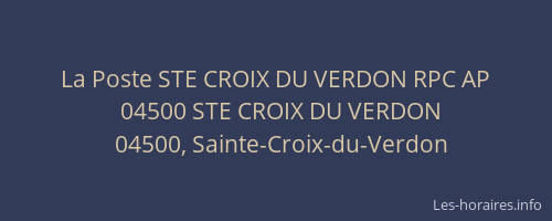 La Poste STE CROIX DU VERDON RPC AP