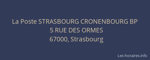 La Poste STRASBOURG CRONENBOURG BP