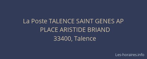La Poste TALENCE SAINT GENES AP