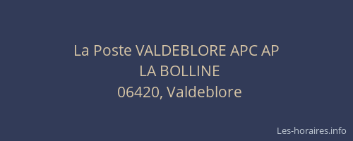 La Poste VALDEBLORE APC AP