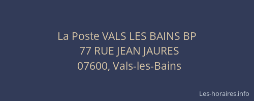 La Poste VALS LES BAINS BP