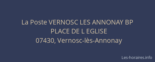La Poste VERNOSC LES ANNONAY BP