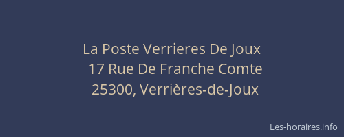 La Poste Verrieres De Joux