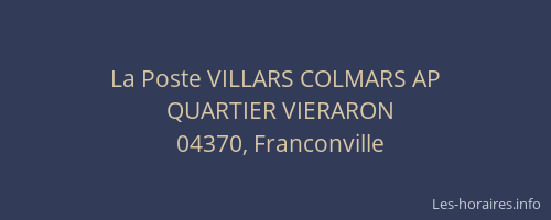 La Poste VILLARS COLMARS AP