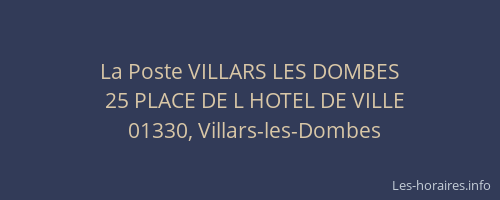 La Poste VILLARS LES DOMBES