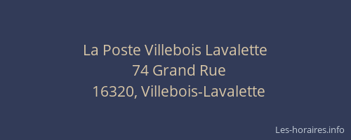 La Poste Villebois Lavalette