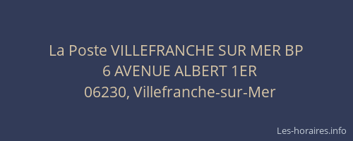 La Poste VILLEFRANCHE SUR MER BP