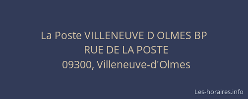 La Poste VILLENEUVE D OLMES BP