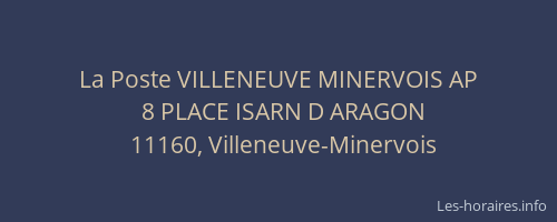 La Poste VILLENEUVE MINERVOIS AP