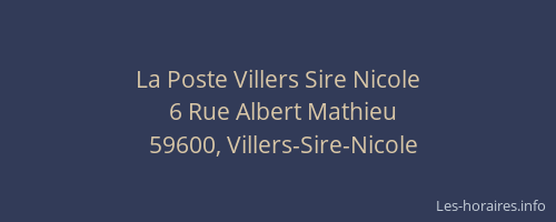 La Poste Villers Sire Nicole
