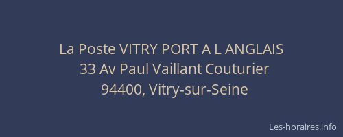 La Poste VITRY PORT A L ANGLAIS