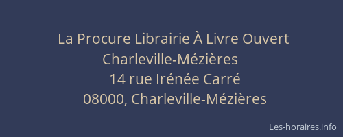 La Procure Librairie À Livre Ouvert Charleville-Mézières