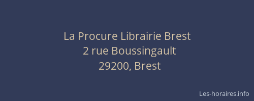 La Procure Librairie Brest