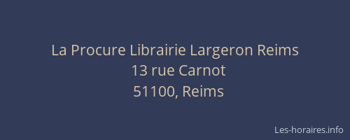 La Procure Librairie Largeron Reims