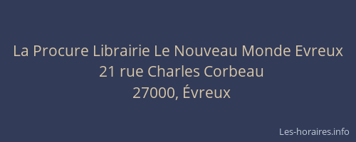 La Procure Librairie Le Nouveau Monde Evreux