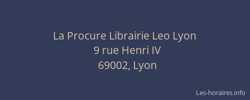 La Procure Librairie Leo Lyon