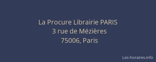 La Procure Librairie PARIS