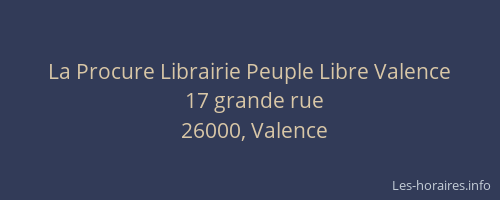 La Procure Librairie Peuple Libre Valence