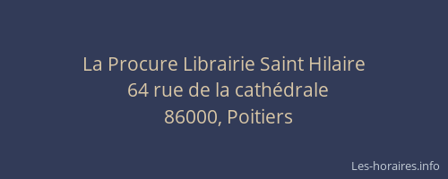 La Procure Librairie Saint Hilaire