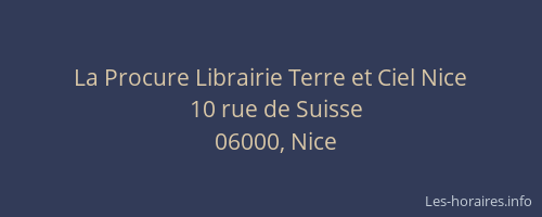 La Procure Librairie Terre et Ciel Nice