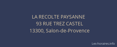LA RECOLTE PAYSANNE