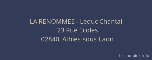 LA RENOMMEE - Leduc Chantal