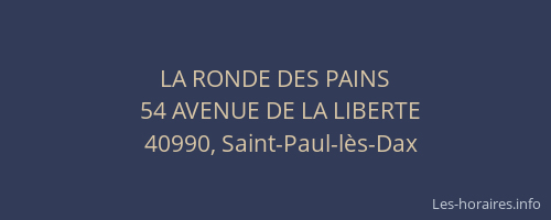 LA RONDE DES PAINS