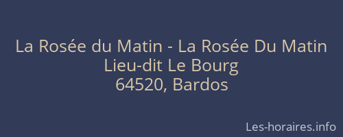 La Rosée du Matin - La Rosée Du Matin