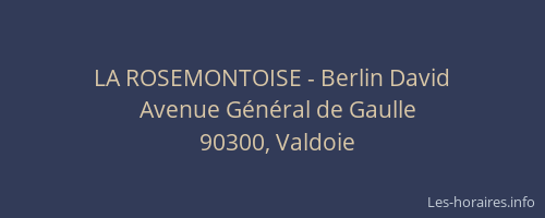 LA ROSEMONTOISE - Berlin David