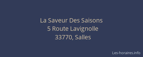 La Saveur Des Saisons