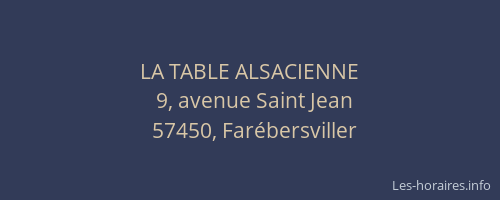 LA TABLE ALSACIENNE