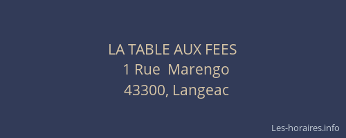 LA TABLE AUX FEES