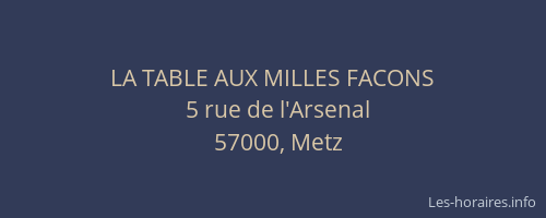 LA TABLE AUX MILLES FACONS