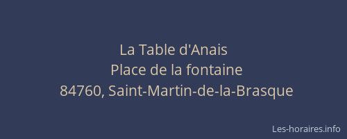 La Table d'Anais