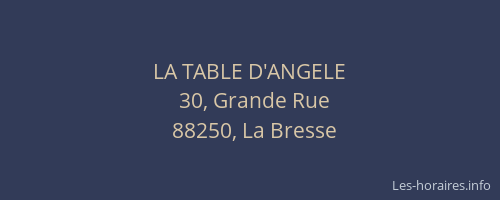 LA TABLE D'ANGELE