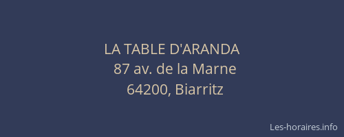 LA TABLE D'ARANDA