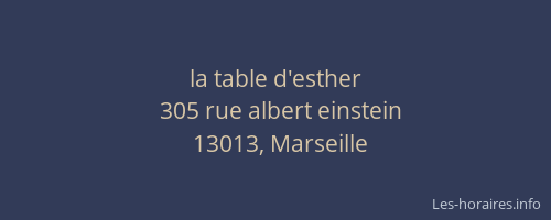 la table d'esther