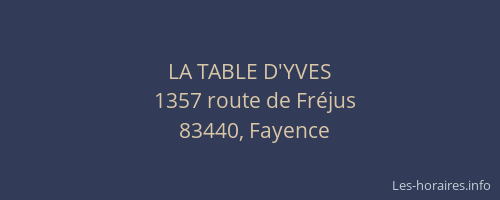 LA TABLE D'YVES