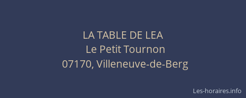 LA TABLE DE LEA