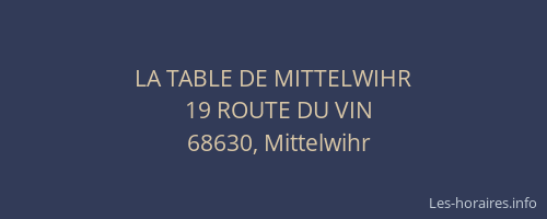LA TABLE DE MITTELWIHR