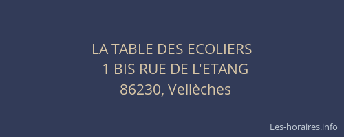 LA TABLE DES ECOLIERS