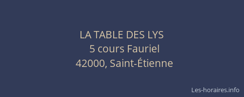 LA TABLE DES LYS