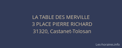 LA TABLE DES MERVILLE