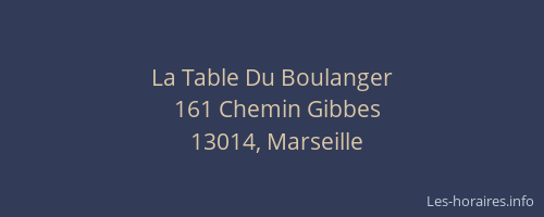 La Table Du Boulanger