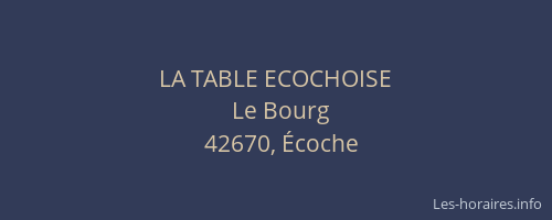 LA TABLE ECOCHOISE