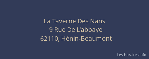 La Taverne Des Nans
