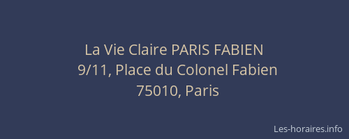 La Vie Claire PARIS FABIEN