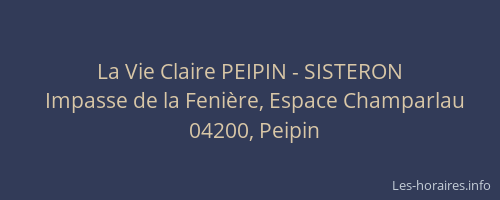 La Vie Claire PEIPIN - SISTERON