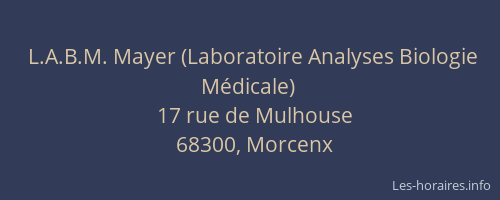 L.A.B.M. Mayer (Laboratoire Analyses Biologie M&eacute;dicale)