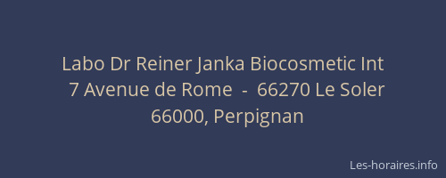Labo Dr Reiner Janka Biocosmetic Int